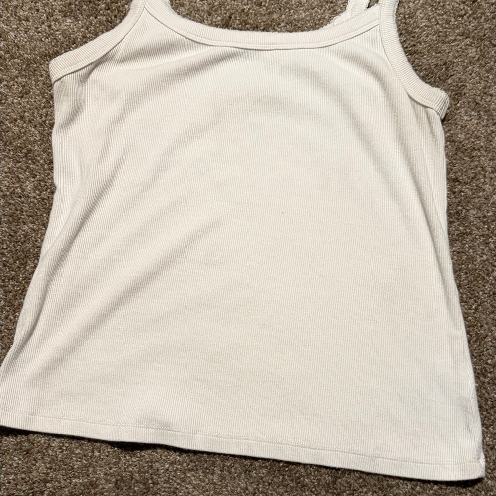 Old Navy Women's Cream Ribbed Tank Top size L